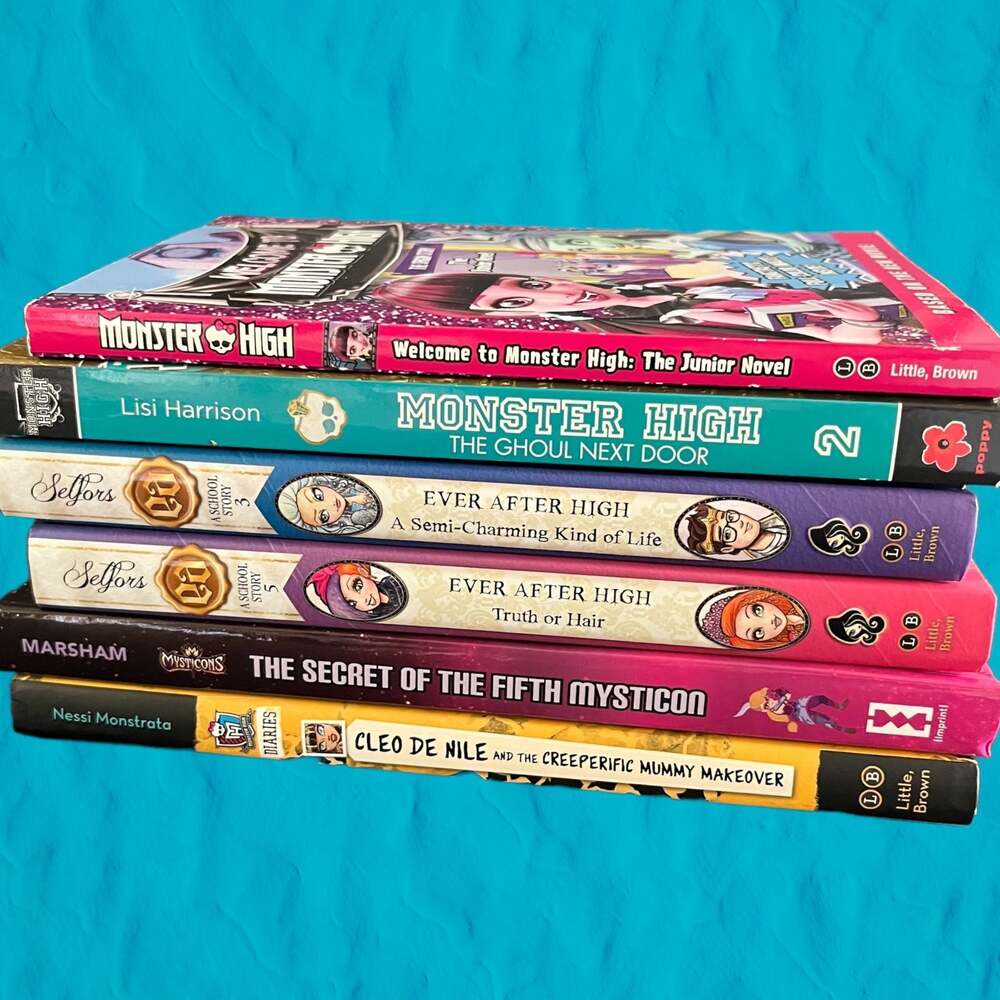 Monster’s High, Ever After High, Mysticons -6 book bundle New! Pre Teen Fantasy